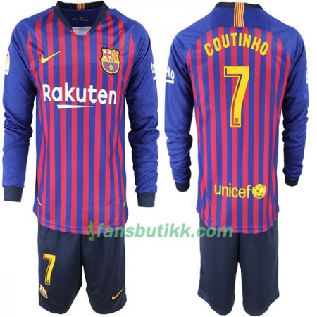 Fotballdrakt FC Barcelona Coutinho 7 Barn Hjemmetrøye 2018-2019 Langermet